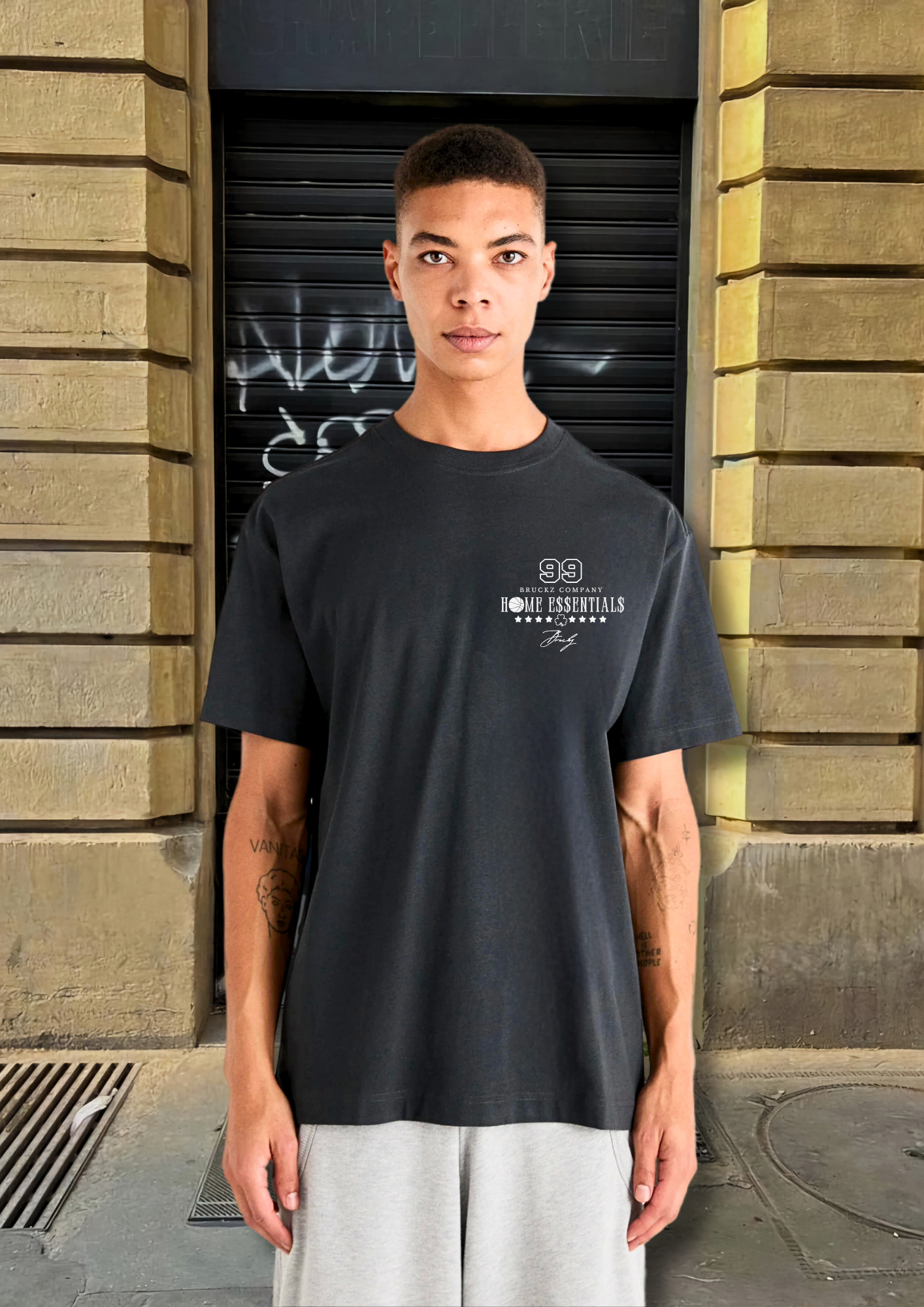 HOME E$$ENTIAL$ GREY REGULAR TEE