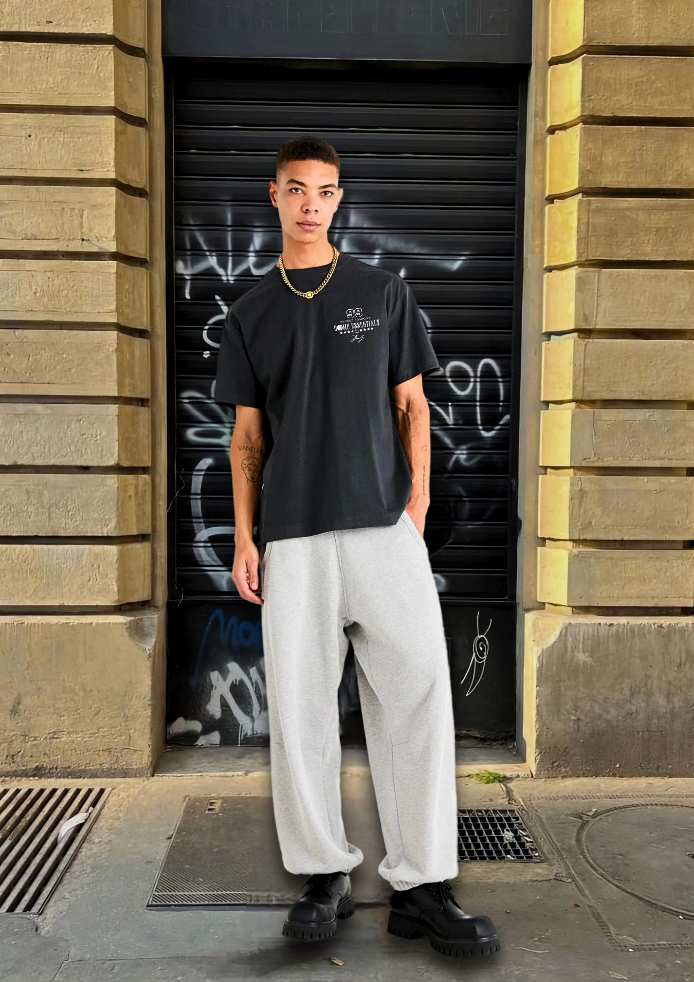 HOME E$$ENTIAL$ GREY REGULAR TEE