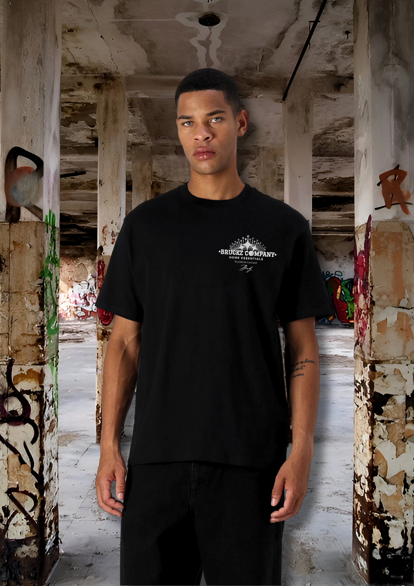 HOME E$$ENTIAL$ BLACK REGULAR TEE