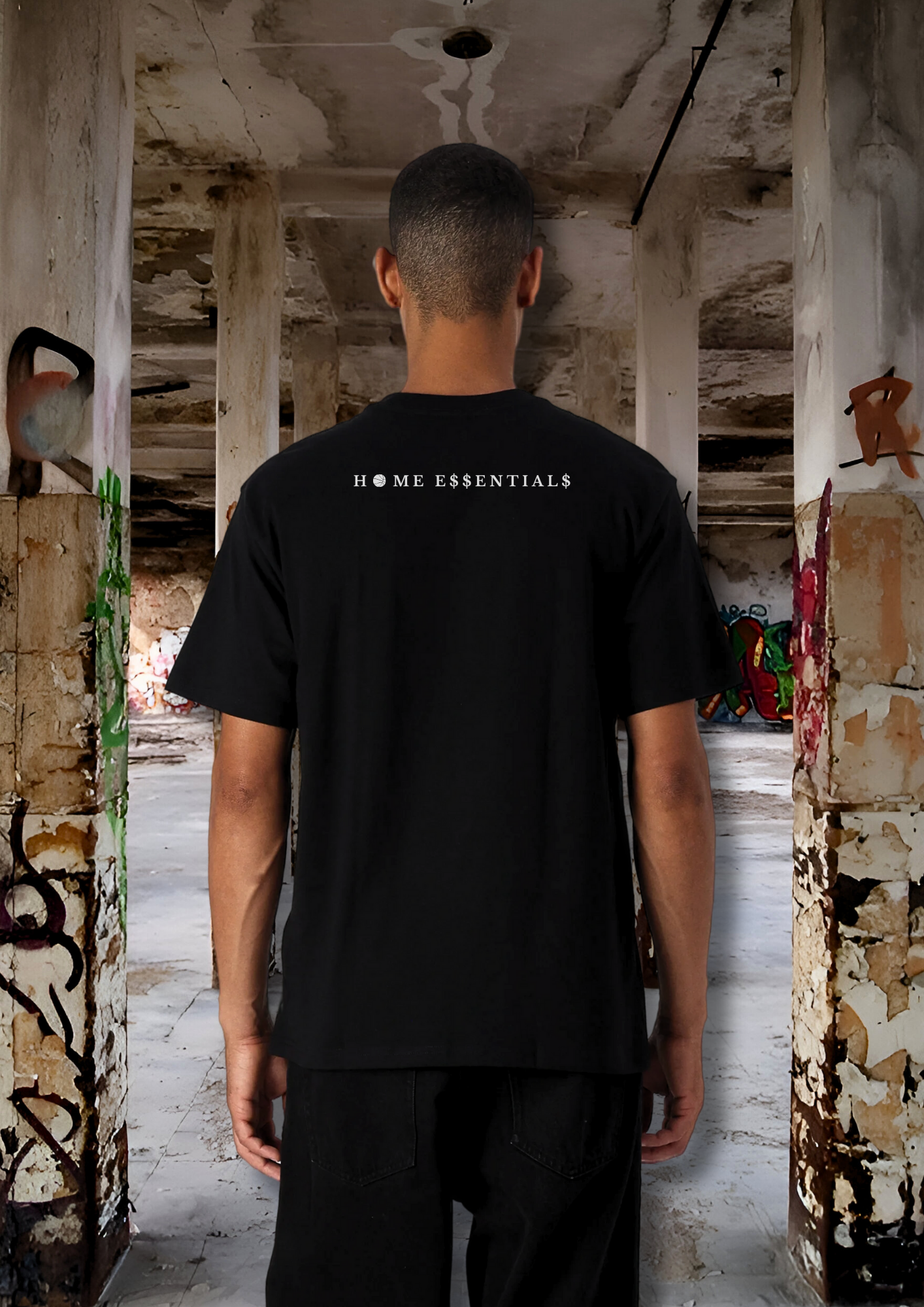 HOME E$$ENTIAL$ BLACK REGULAR TEE