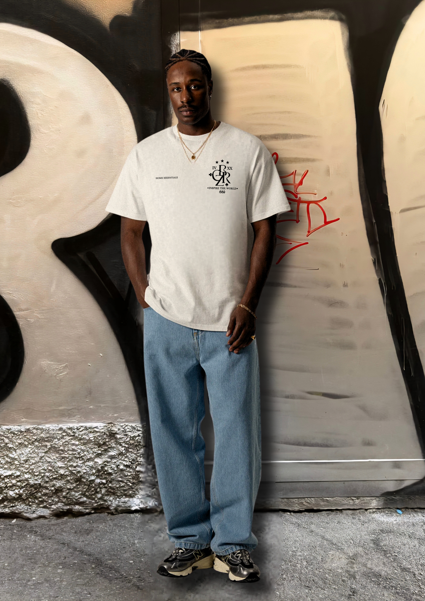 HOME E$$ENTIAL$ IVORY/BLVCK REGULAR TEE